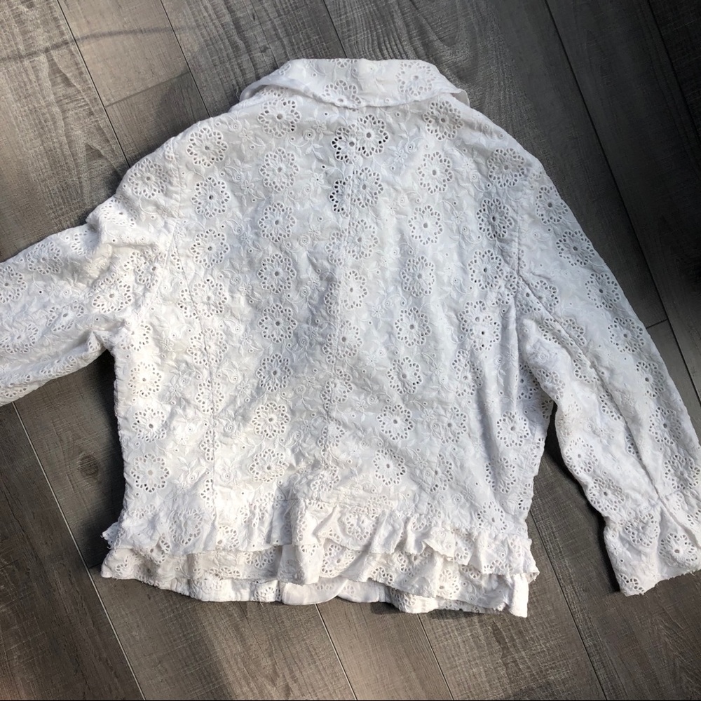 White Ruffled Eyelet Lace Jacket M - Picture 7 of 9